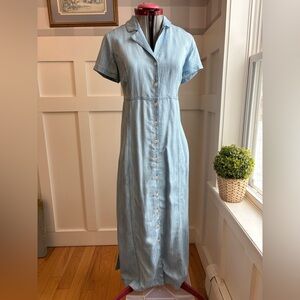 J. Jill Light Blue Maxi Button-Down Dress Size Small